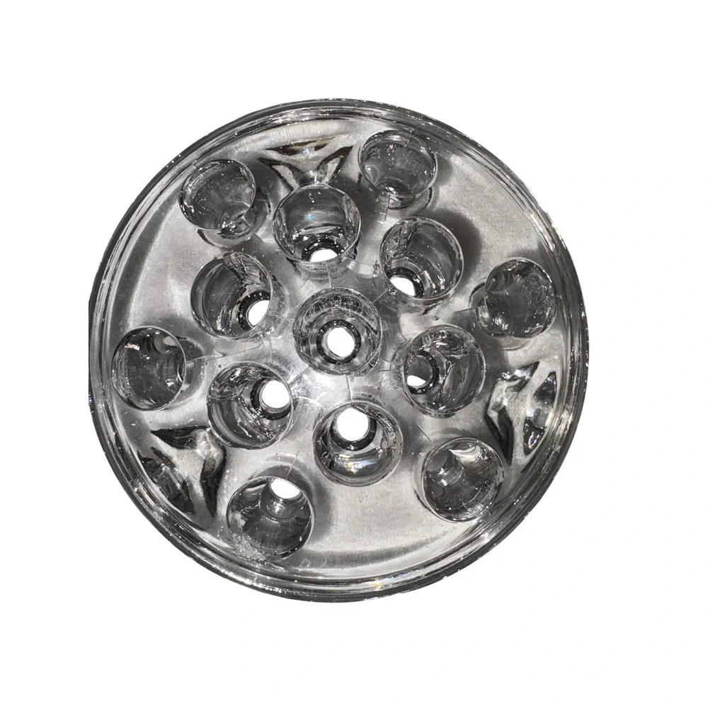 Flower Frog 13 Hole Round Dome‎ Floral Vintage Clear Glass  Arranger Heavy Glass